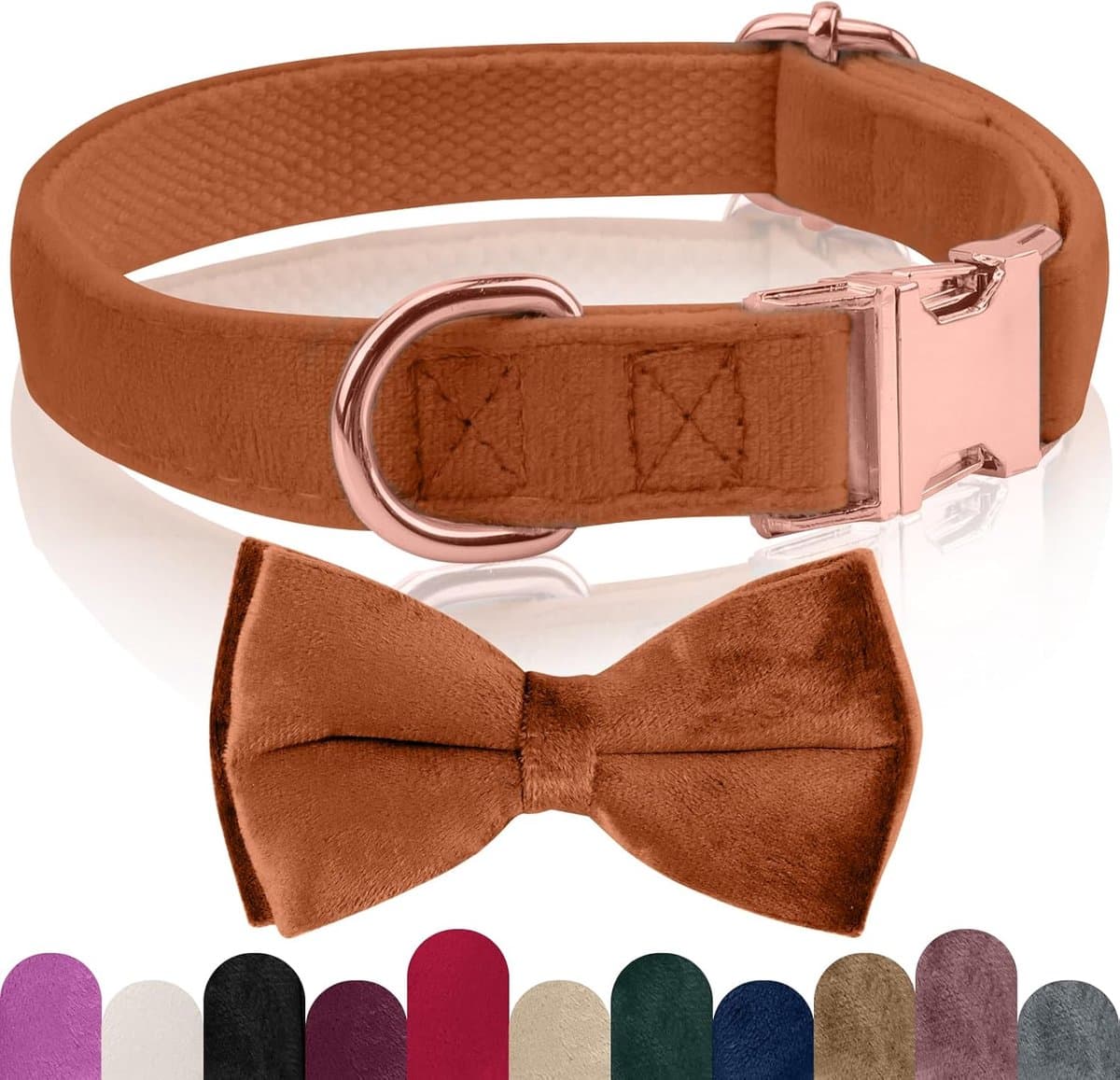 Velvet Hondenhalsband met Verwijderbare Strik, Comfortabel en Verstelbaar voor Honden van Alle Maten
