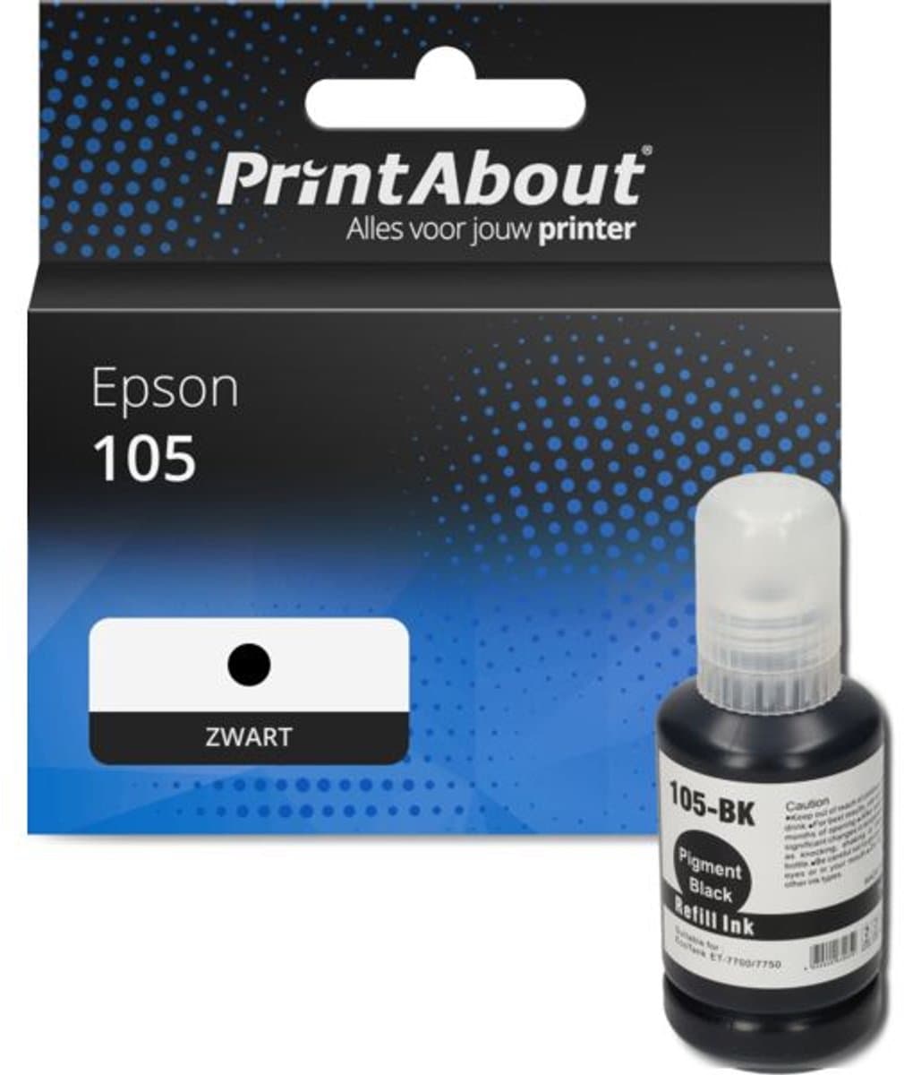 PrintAbout huismerk Inktcartridge 105 (T00Q140) Zwart geschikt voor Epson
