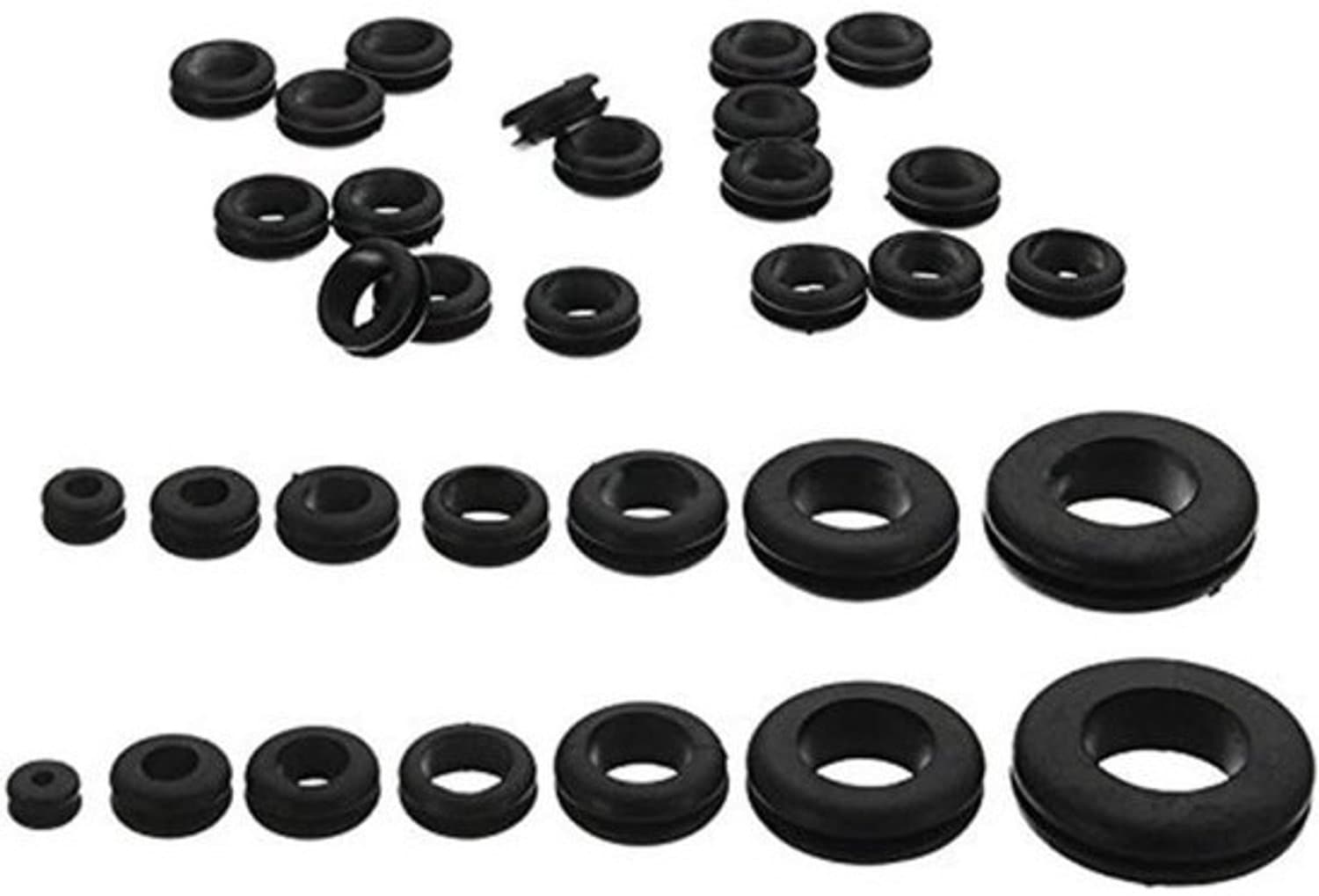 Rubberen Grommets - Pakking Ring Set - Bescherming Leidingen - Duurzaam Flexibel Rubber - 200 Stuks - Zwart
