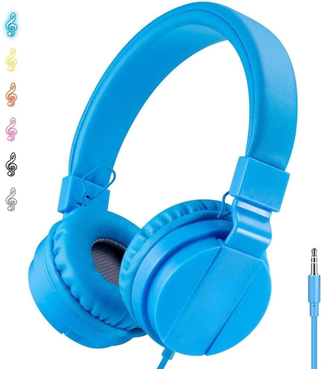 StayPowered Kinderhoofdtelefoon - Perfect Geluid en Comfort voor Jonge Luisteraars - Lichtgewicht - Opvouwbaar Design - Superzachte Oorkussens - Verstelbare Hoofdband - Krachtige 40 mm Drivers - Blauw - Levering Sneller dan Aangegeven!