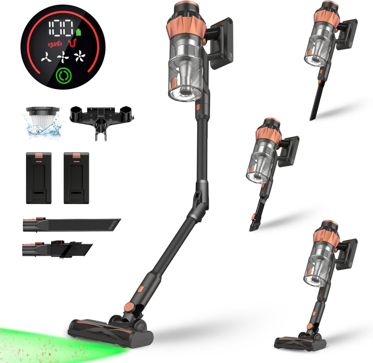 MYBOT S10 VisionPro - Steelstofzuiger - 2 Accu's - 430W - 34Kpa - 3 Zuigniveaus - Vacuum Cleaner - Steelstofzuiger Draadloos - Zonder Zak - Op Accu