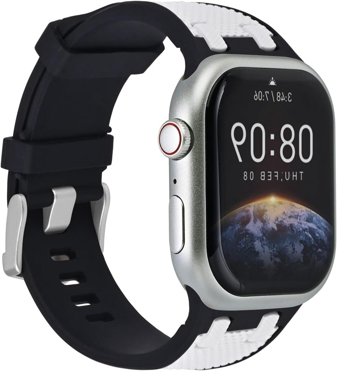 Cosensi - Geruite siliconen sportband voor Apple Watch Series met tweekleurig design