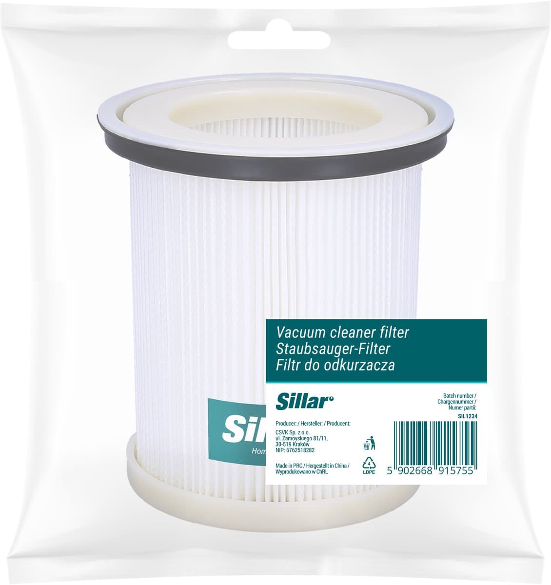 Sillar, stofzuigerfilter, HEPA filter, anti-allergeen, geschikt voor MPM Bora Hydra, vervanging voor MOD02 Hydra, MOD07, MOD09, MOD11/ 13/ 17