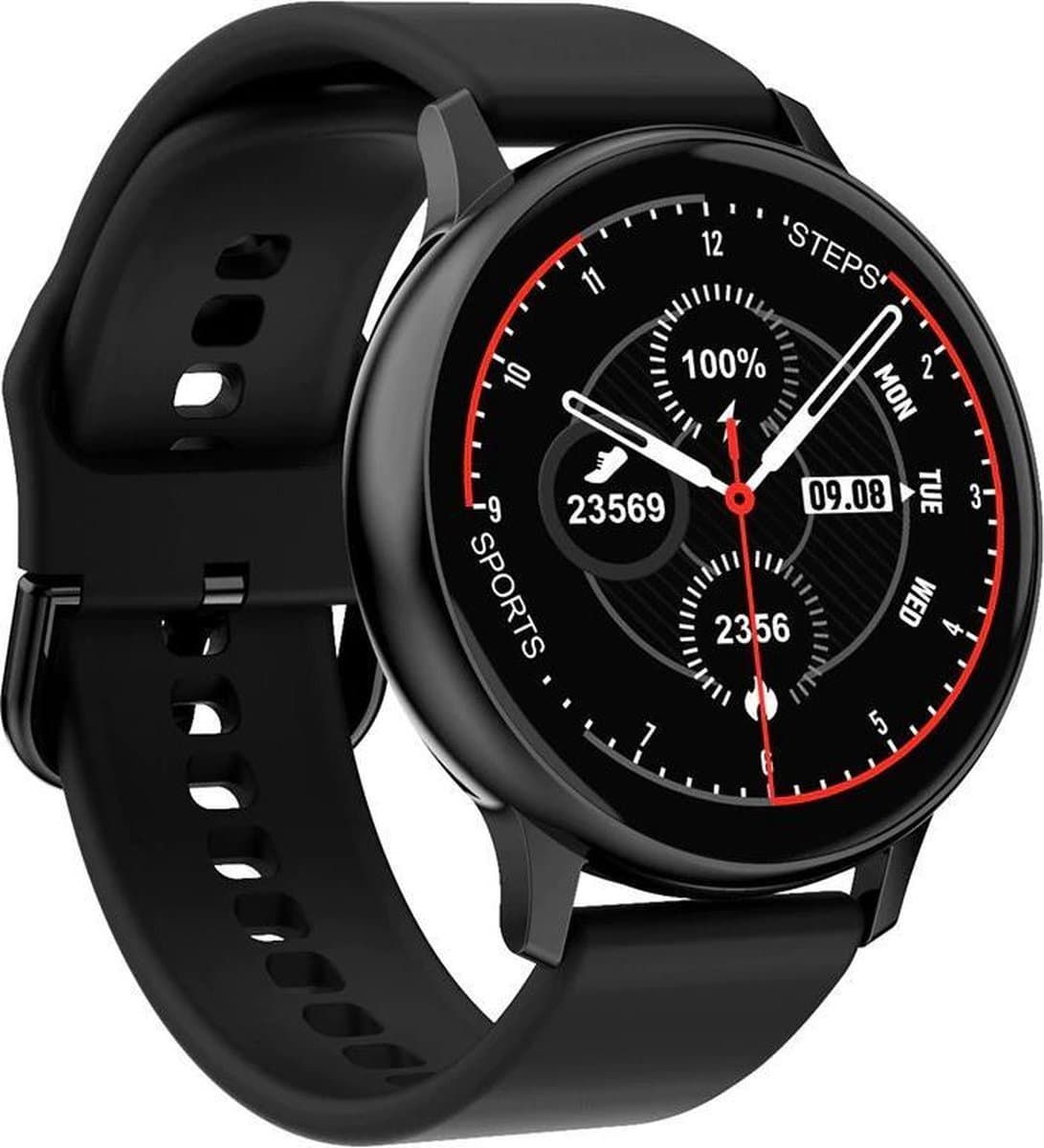 DrPhone DTX Retina - Smartwatch met Touchscreen - IP67 Waterdicht - Hartslag- & Bloeddrukmeter - Sporthorloge - Siliconen Band - Zwart