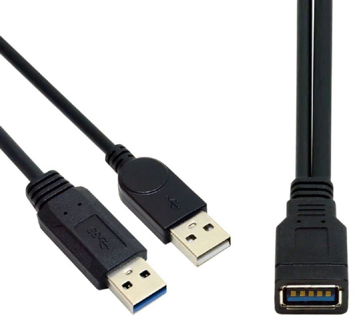 USB 3.0 Vrouwelijk naar Dubbele USB Mannelijke Y-Kabel voor Extra Stroom en Data