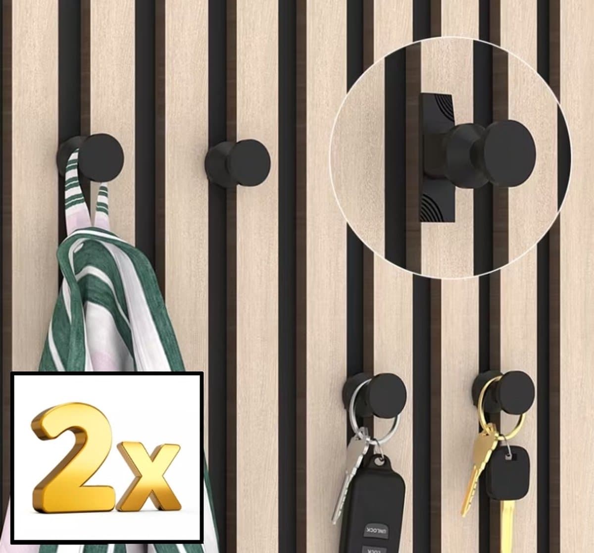 Telestore - 2 stuks - wandpaneel haak schroef kapstok - Ophangclips voor akoestisch wandpaneel - Akupanel - Akoestische panelen - Inwendig schroefdraad - 13 tot 15 mm ruimte tussen de latten