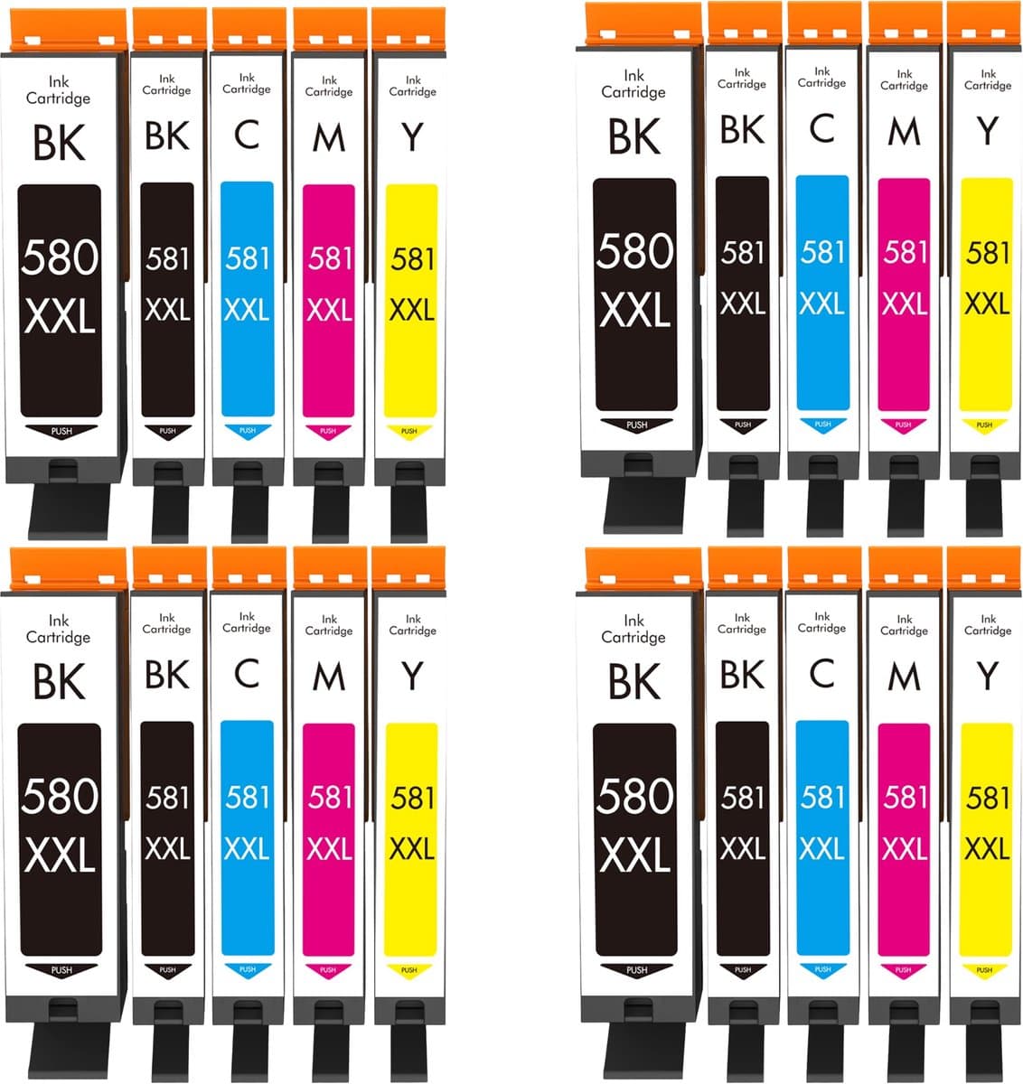 Voordeelpak 20x Inktcartridges 580/581 XXL (4 Sets) - Compatibel - PGI-580XXL & CLI-581XXL - Geschikt voor Canon PIXMA TS6150 TR7550 TR8550 TS8150 TS9150