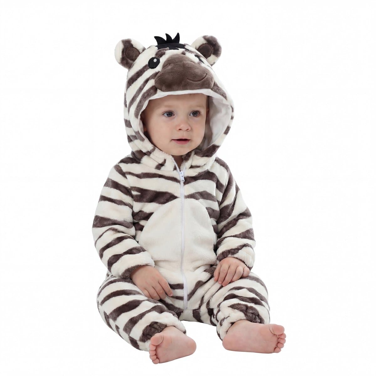JAXY Baby Onesie - Carnavalskleding Kinderen - Verkleedkleren Jongen en Meisje - Verkleedkleding Kind - Romper - EU 104/110 (label 120) - Zebra