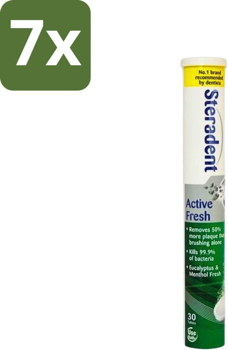 Steradent - Reinigingstabletten - Active Fresh - Voor Kunstgebitten - 30 Tabletten - Bulkverpakking - 7 stuks