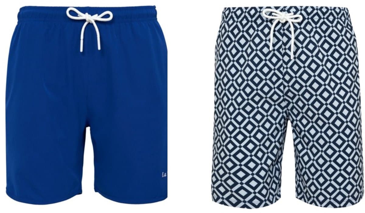 Set van 2 zwembroek La V blockjespatroon/ Blauw 140-146