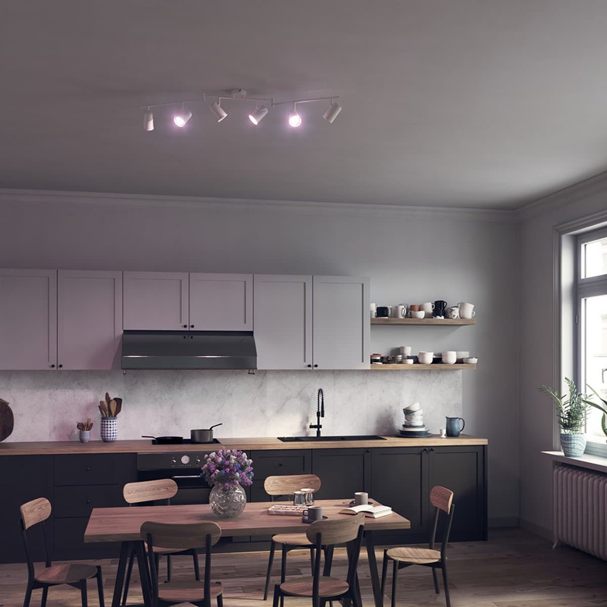 HOFTRONIC Smart – Riga smart LED plafondlamp 6 spots – Dimbaar en draaibaar – opbouwspots Wit – SMART GU10 - RGBWW - Google home en Amazon Alexa