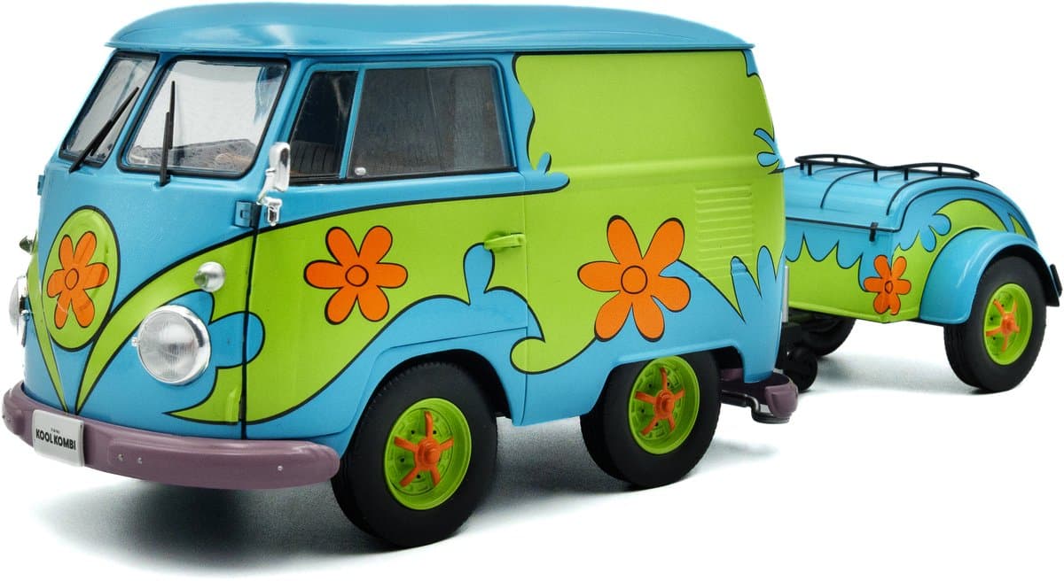 Ghost Hunters Machine Volkswagen T1 Kool Kombi modelauto 1:18 inclusief aanhanger