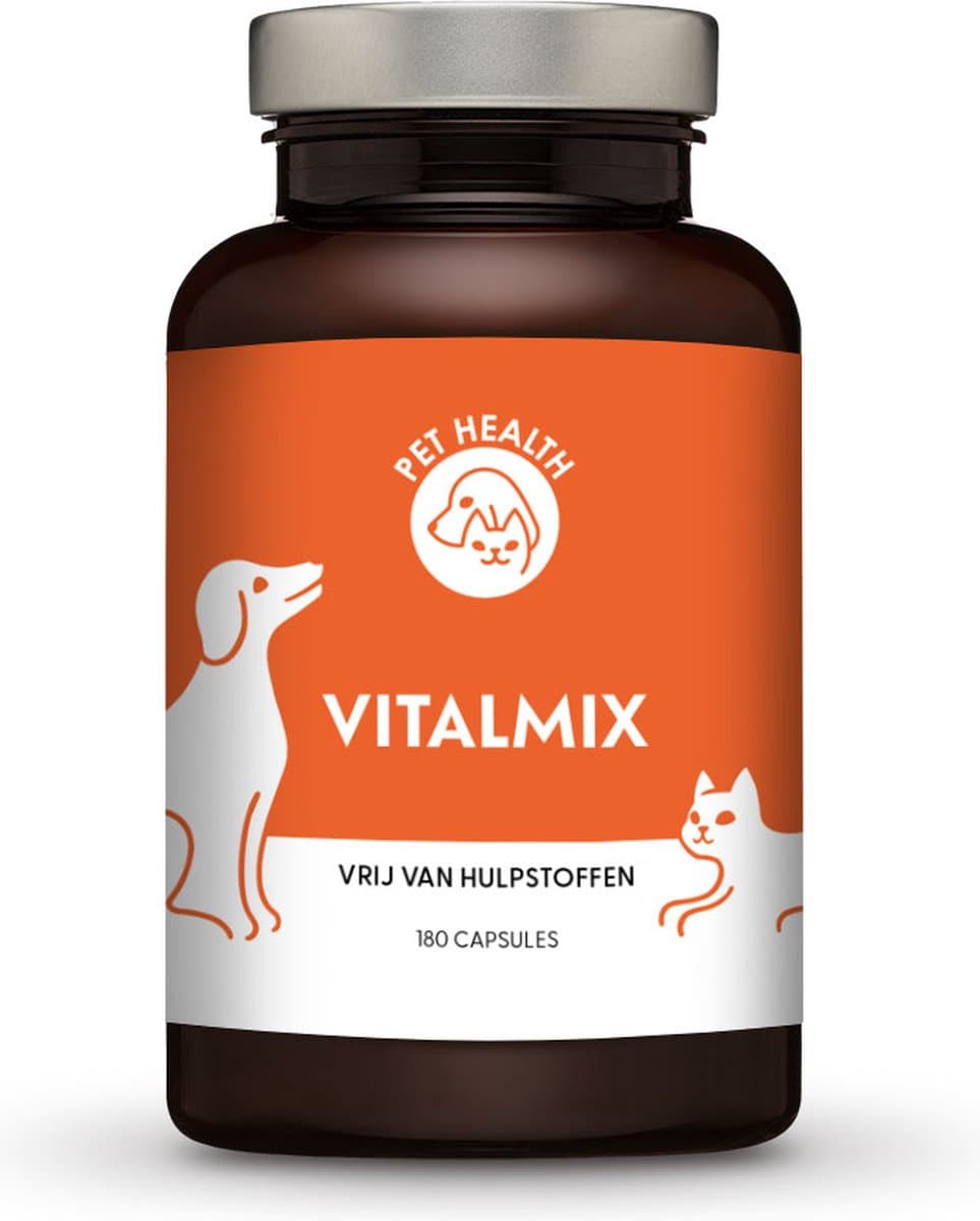 Pet Health - Vitalmix® - 180 capsules - natuurlijke vitaminen/mineralen/aminozuren/vetzuren - Voor Kat & Hond