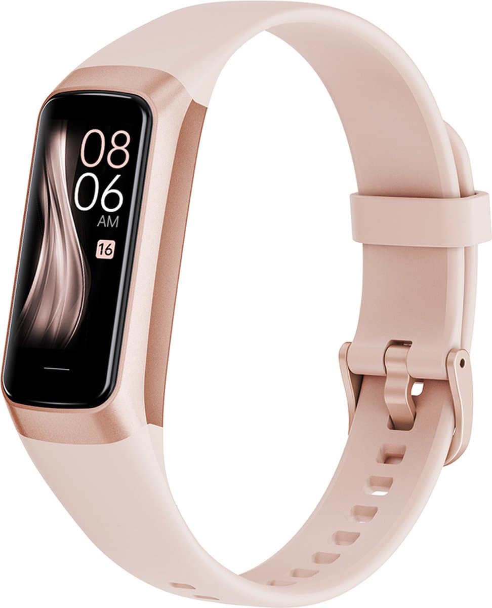 Kiraal Charge Fit - Stappenteller - Activity Tracker - Temperatuurmeter - Bloeddrukmeter - Hartslagmeter - Smartwatch - Horloge - Heren - Dames - Nederlandse Handleiding - Rose