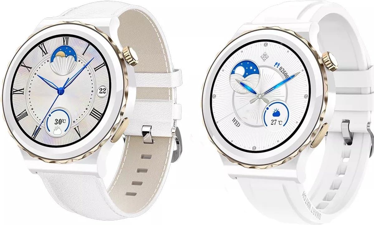 Darenci Smartwatch Snow Fit - Smartwatch heren -Activity Tracker- fit -Touchscreen -Bluetooth bellen -Bluetooth muziek -Met extra bandje -Horloge -Stappenteller -Bloeddrukmeter -Verbrande calorieën -Zuurstofmeter -Spatwaterdicht -Wit/Goud