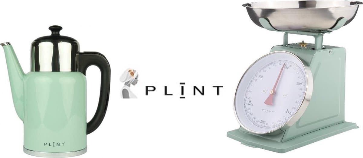 PLINT set van 2- Retro waterkoker en keukenweegschaal mint groen ontbijtset keukenset