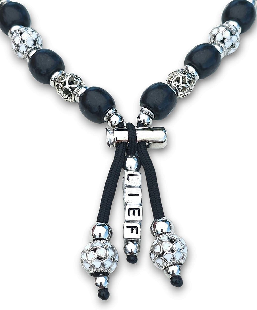 Halsketting hond, Pandora-stijl DeLuxe Shining love, Paracord, Maat M 31-40 CM