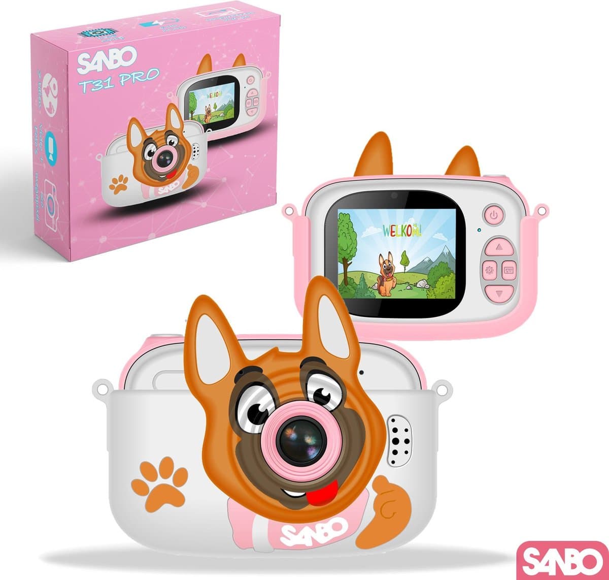 Sanbo Kindercamera - Nederlandstalig - Selfiecamera - Incl. 32Gb Sd-Kaart en Reader – Fototoestel Kinderen – Vloggen - Speelcamera - Digitaal