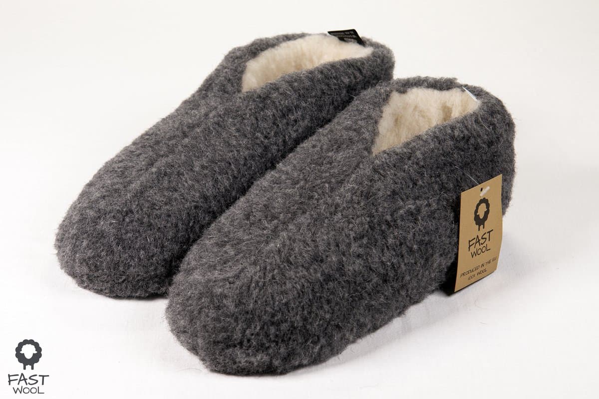 FAST WooL, Spaanse sloffen, 100% wol, grijs, maat 46