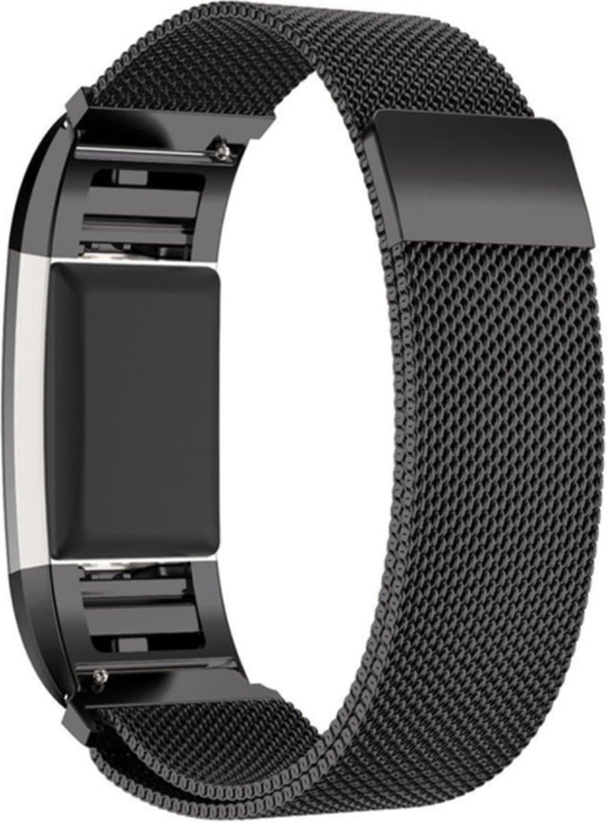 Go Go Gadget - Milanese band - Magneetsluiting - Geschikt voor Fitbit Charge 2 - Large - Zwart