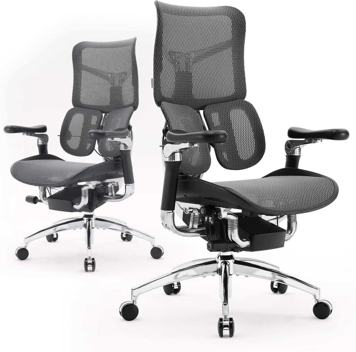 SIHOO Doro S300 Ergonomische Bureaustoel/Gamingstoel - Dubbele Dynamische Lendensteun - 6D-Gecoördineerde Armleuningen - Verstelbare Grote Zitkuss & Rugleuning - 150kg Draagvermogen - Kantoor/Thuis/Gaming - Zwart