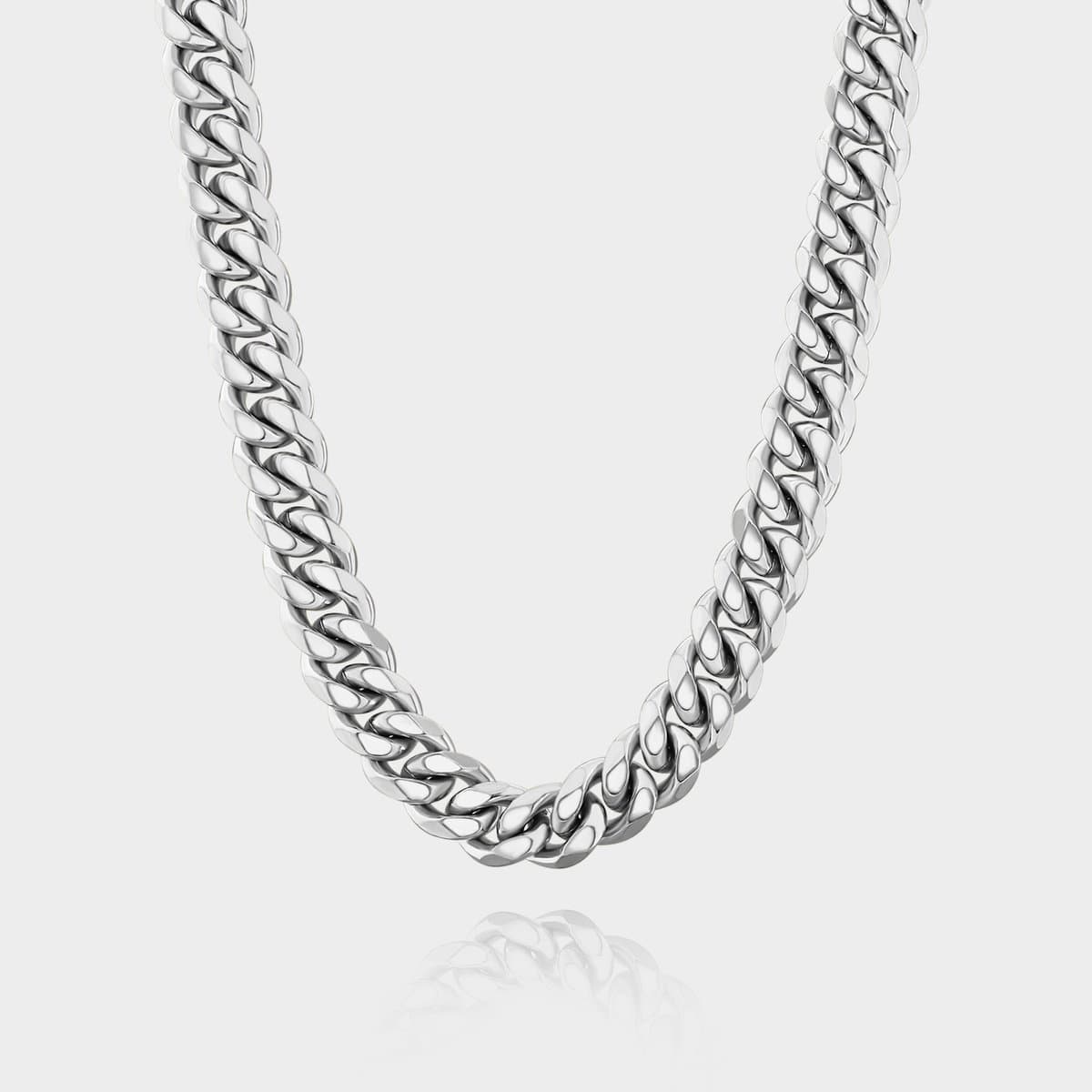 Cuban Ketting 12 mm - Zilveren Schakelketting - 60 cm lang - Ketting Heren - Olympus Jewelry