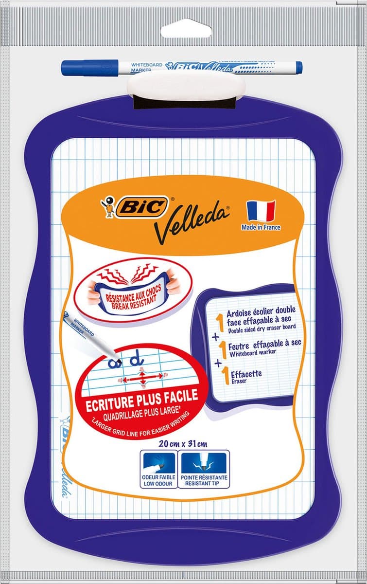 BIC whiteboard dubbelzijdig met wisser en marker - educatief speelgoed.