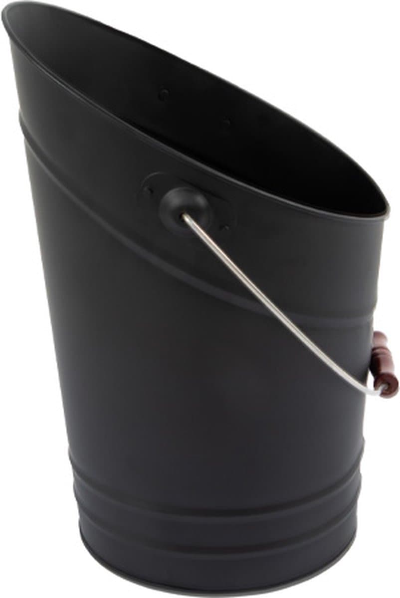 Practo Home - Pelletemmer met schuine rand zwart Ø 21 cm - Hoogte 39.5 cm