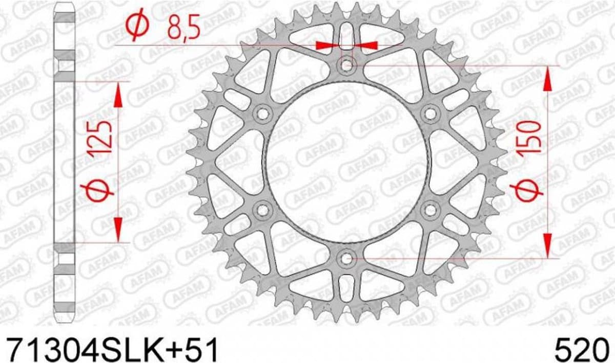 Couronne transmission Afam pour moto Gas gas 125 MC Après 2021 51 dts P 520 Neuf