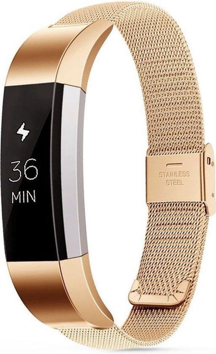 Milanees Horloge Band Voor de Fitbit Alta (HR) - Metalen Milanese Watchband - Large / Small Armband RVS - Goudkleurig