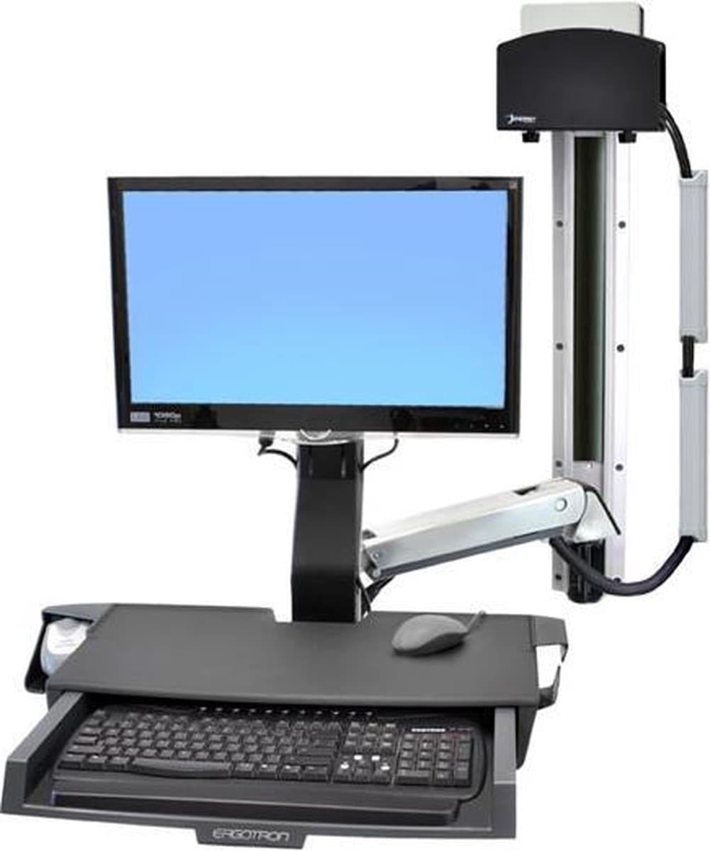 Ergotron StyleView Sit-Stand Combo System with Worksurface 61 cm (24") Muur Aluminium