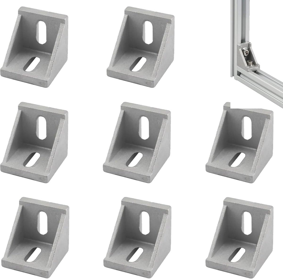 Aluminium Hoekprofiel 40 x 40, 8 Stuks, Roestvrij Staal, 90 Gradens, Aluminium Hoek, Roestbestendig, Rechthoekig, Grijs