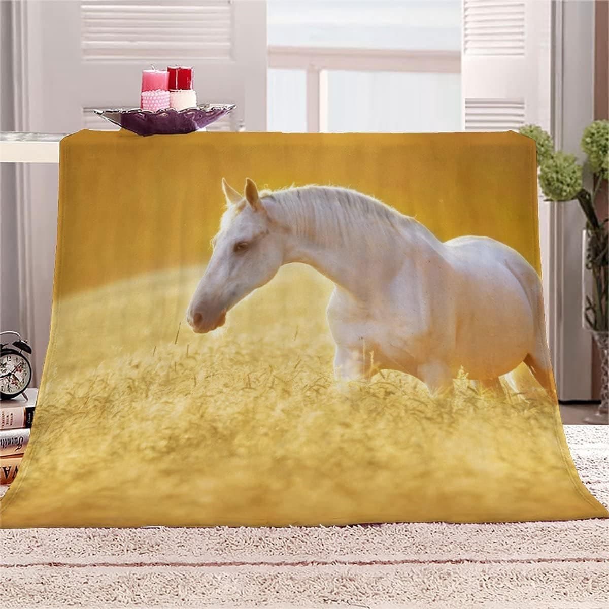 Paardendeken - Dierenprint deken - Gezellig op bank - 3D-print design - 220x240cm - Paard