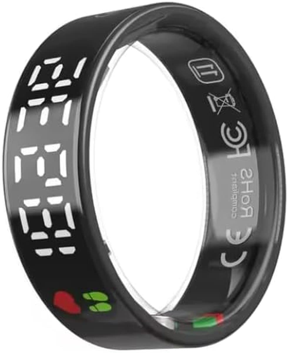 Smart Ring - Activity Tracker - Gezondheid Monitoren - Touchscreen Bediening - 18.2mm Diameter - Zwart