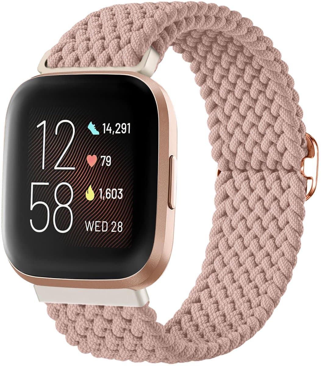 Elastisch Sportarmband voor Fitbit Versa 2/Versa/Versa Lite - Lichtroze
