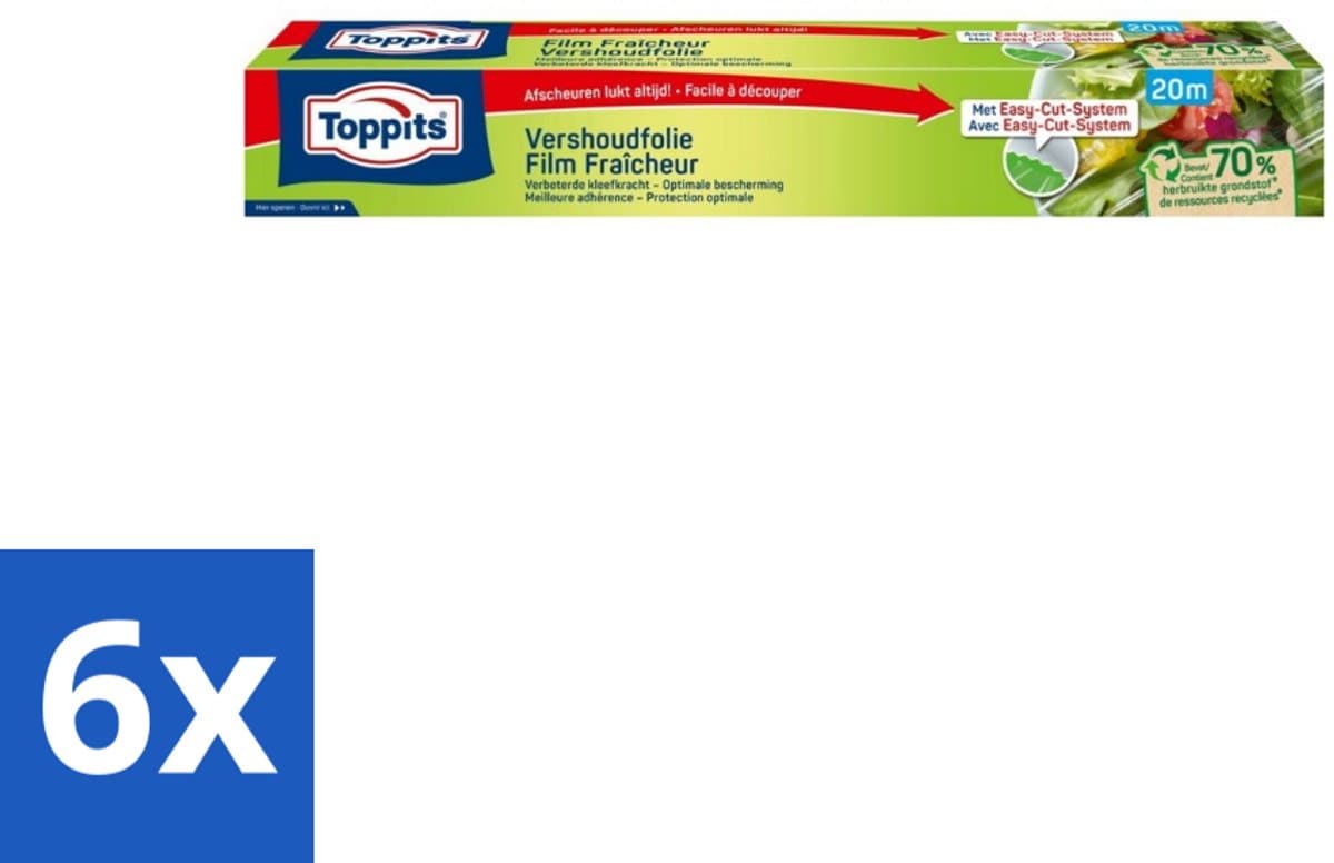 Toppits – Vershoudfolie – 32,5 cm × 20 m - Voordeelverpakking - 6 stuks