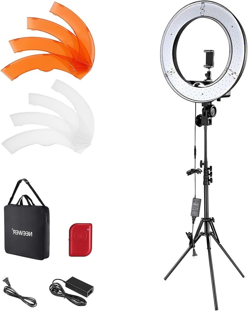 Ringlamp met statief - LED ringlicht - Content creëren - Dimbare verlichting - 48 cm - Zwart