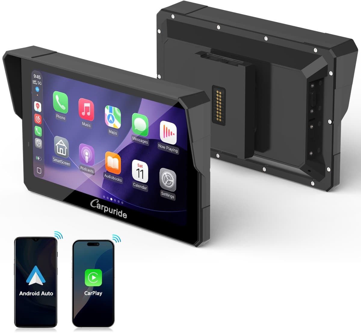 CARPURIDE W502BS - 5 Inch - BMW-motorfietsen - CarPlay-scherm - Native Wonder Wheel - draadloze CarPlay en Android Auto - gegevensuitlezing