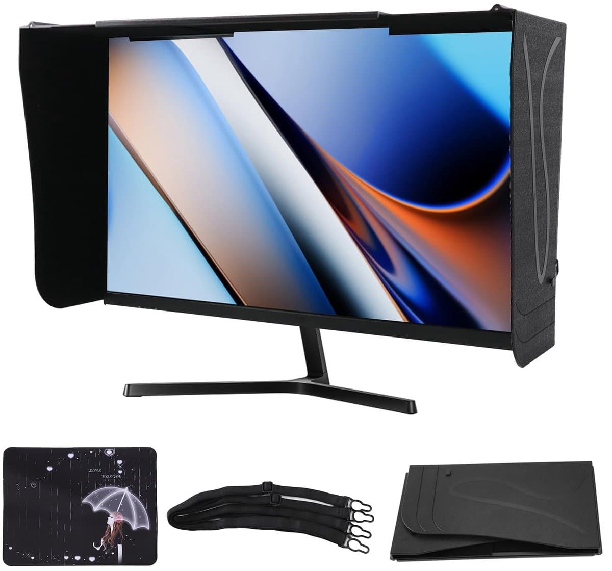 Dailygoods - Verstelbare Laptopzonnekap met Riemen en Muismat - Verbeter Schermprivacy