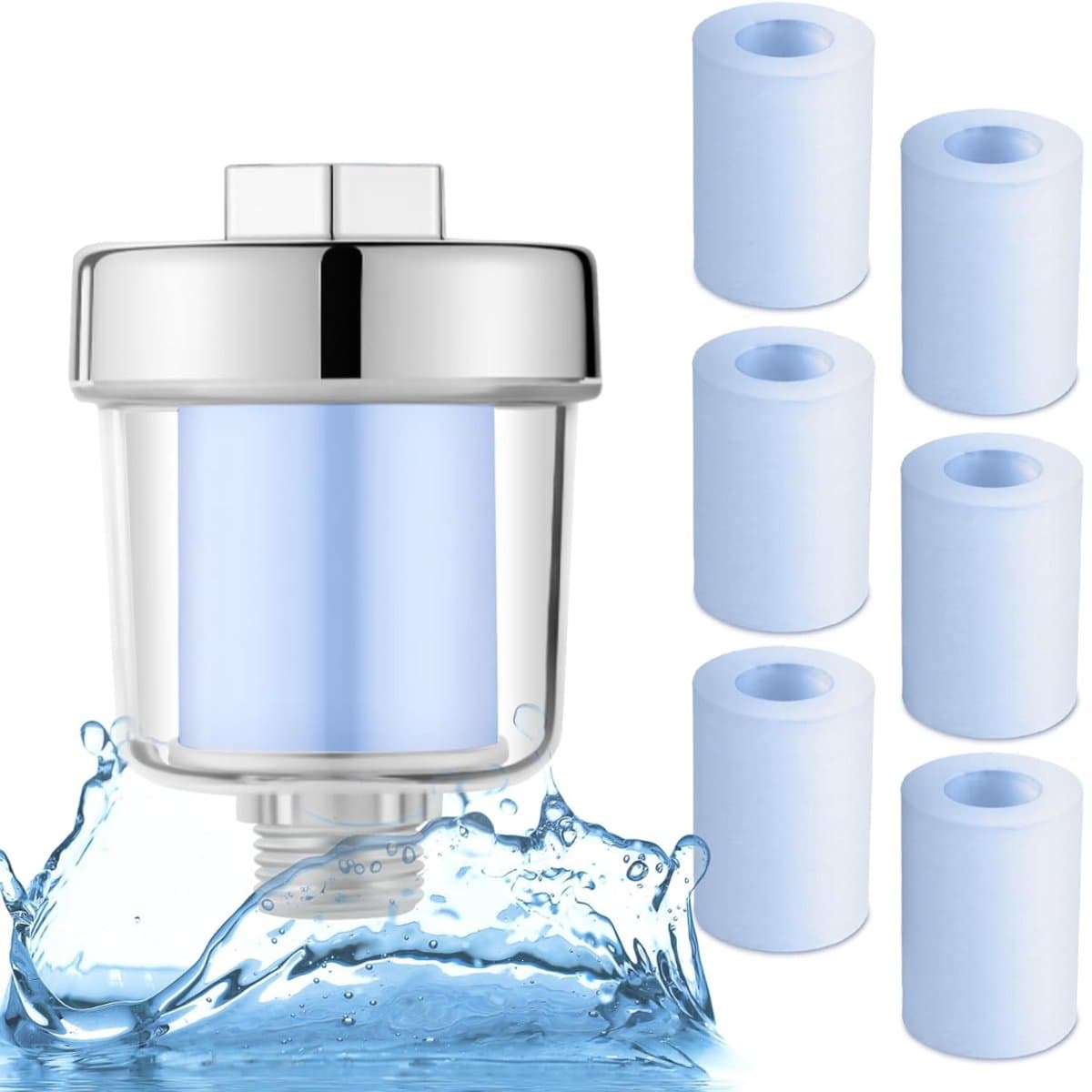 "QORA® Douche Filter - Waterfilter - Douchekop Filter - Zilver - 19cm x 15cm x 7cm