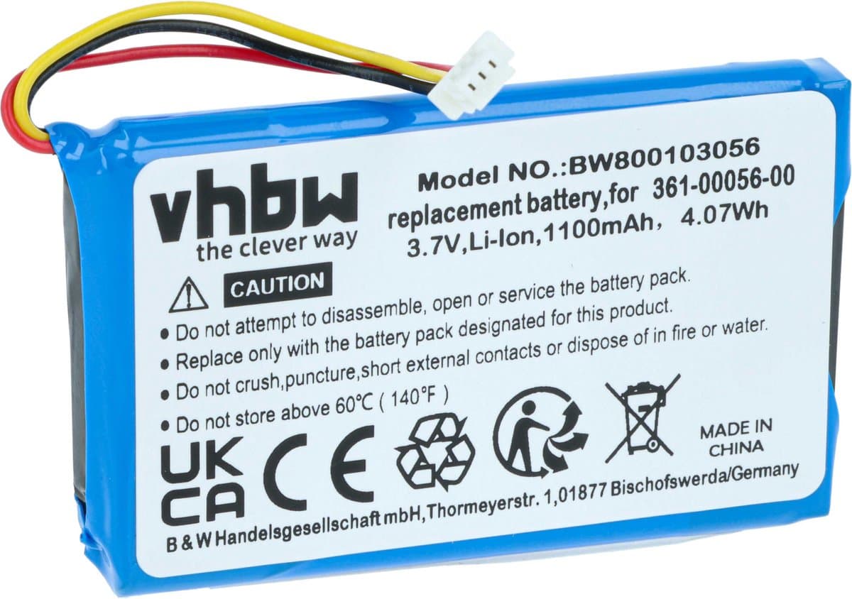 VHBW-accu compatibel met Garmin Camper 660 LMT-D GPS-navigatiesysteem (1100 mAh, 3,7 V, Li-ion)