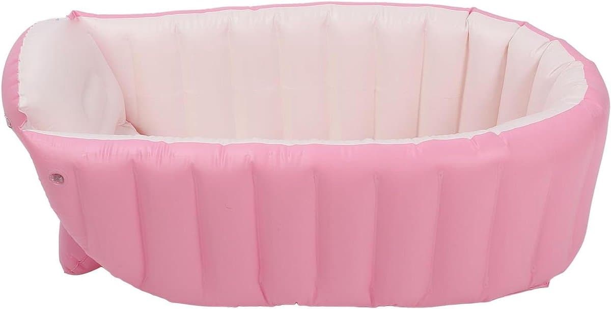 Opblaasbaar Babybadje - Peuterbadje Reizen - Comfortabel Baden - 45 Graden Rugleuning - Compact Opvouwbaar - Roze