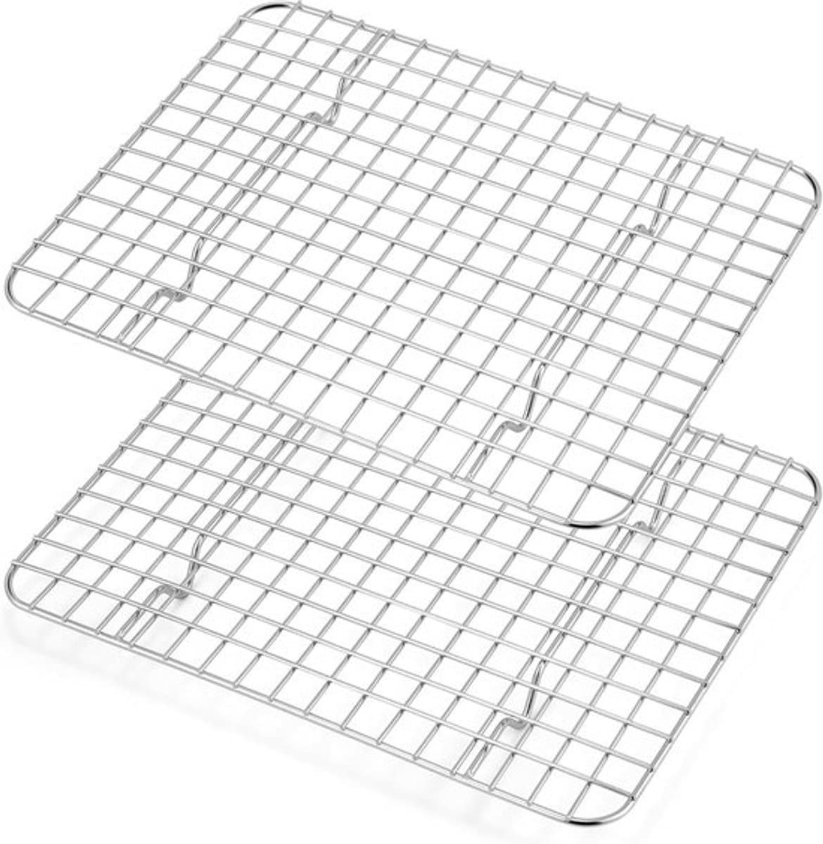 2 stuks roestvrijstalen koelroosters - bakaccessoires - 29,7 x 22,5 x 1,8 cm