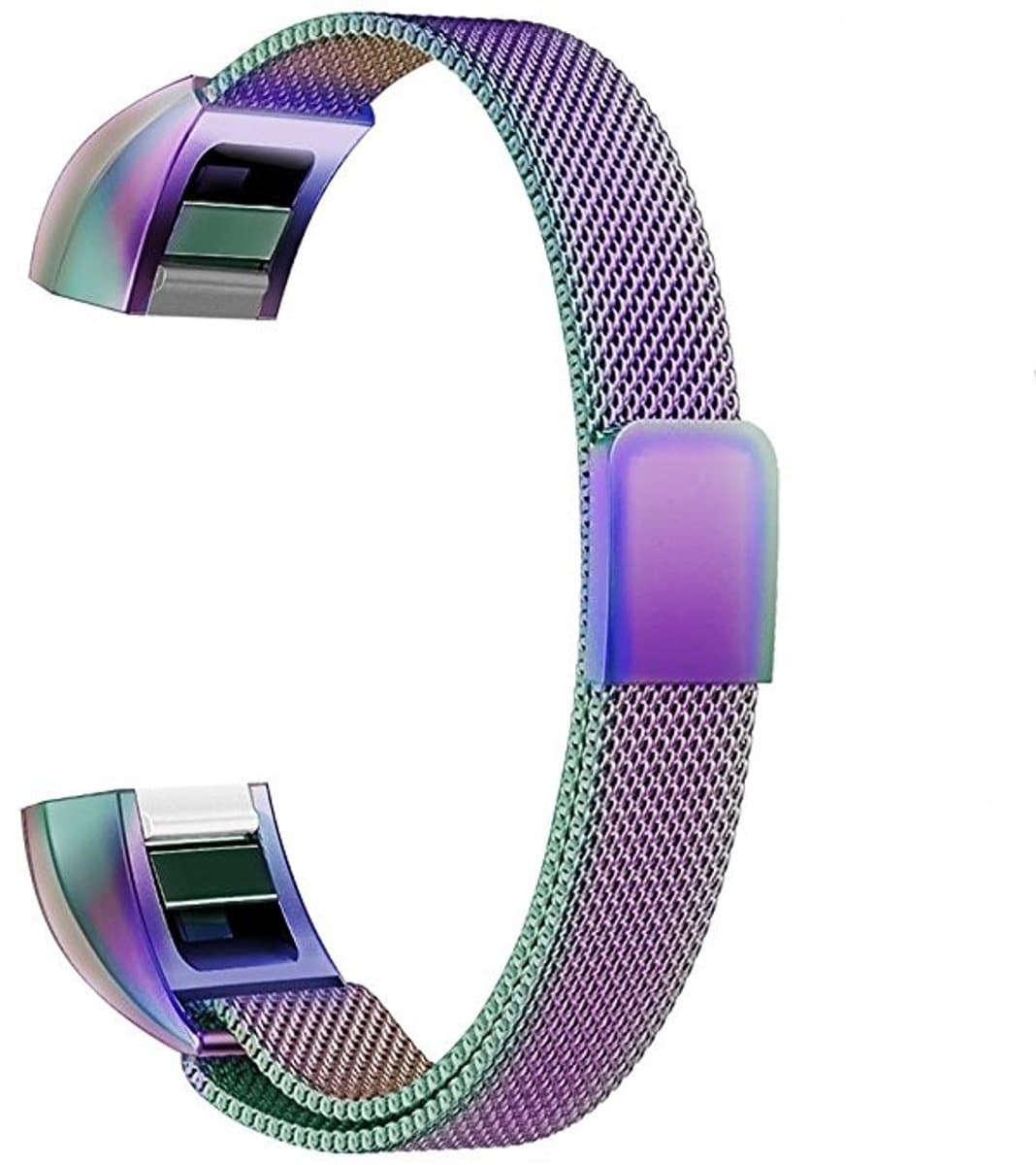 Magnetische polsband van roestvrij staal voor FITBIT Alta, maat: groot, 170-236 mm (iriserend)
