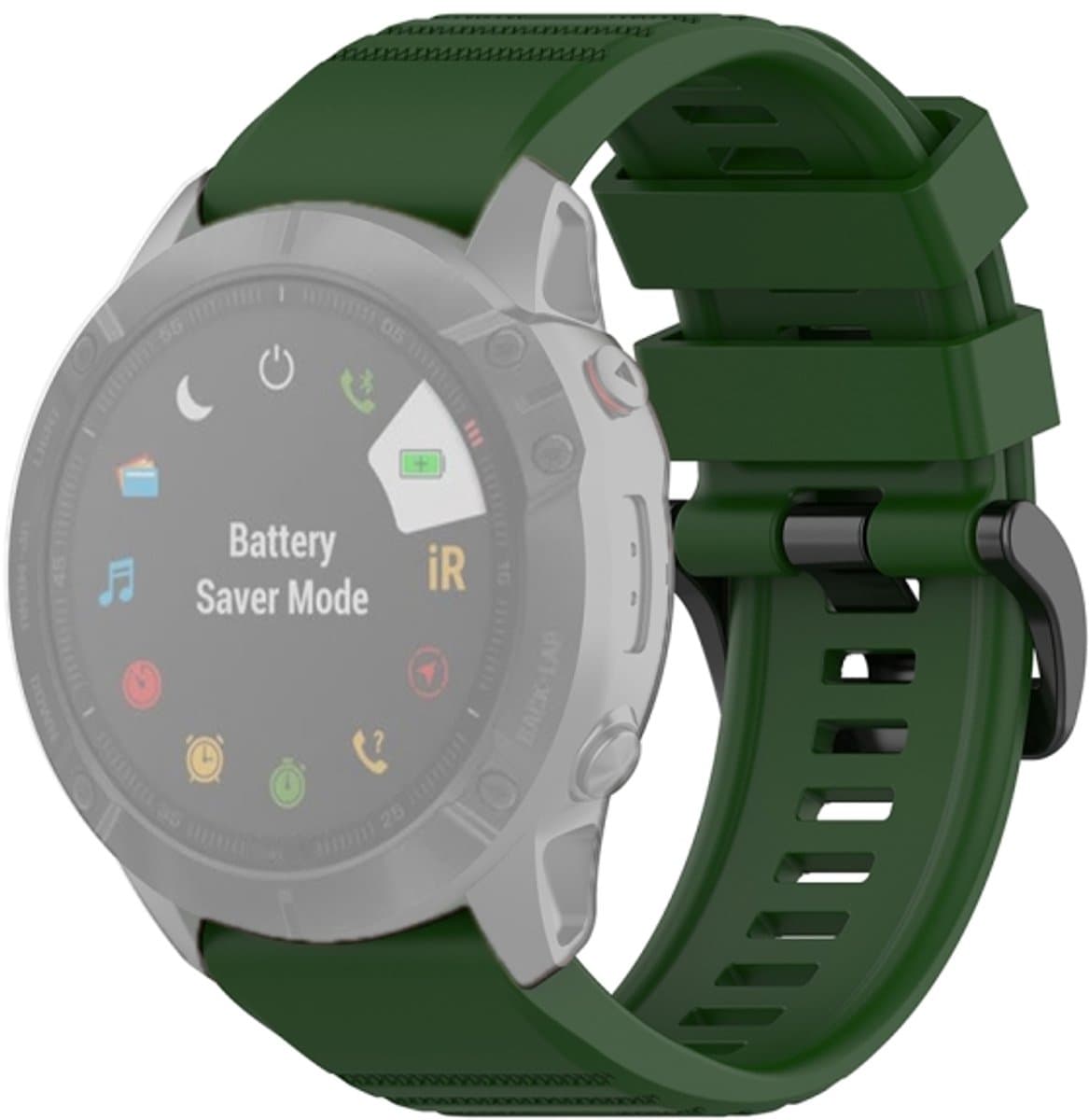 Voor Garmin Fenix 6X 26 mm Quick Release officiÃ«le textuur polsband horlogeband met plastic knop (legergroen)