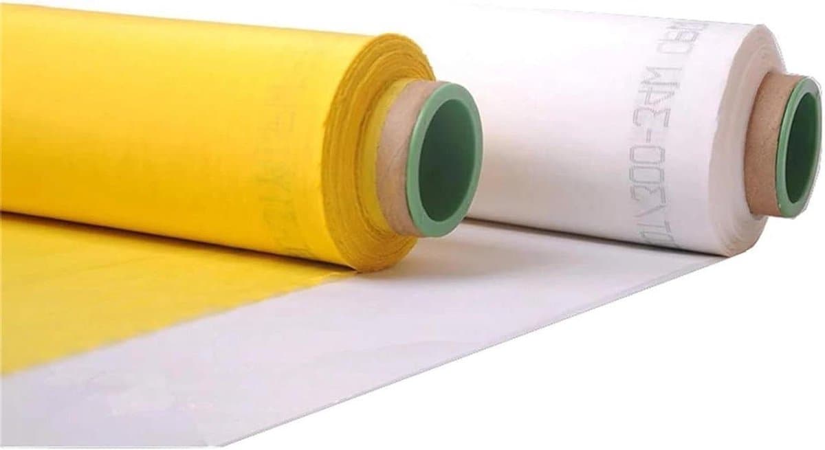Zeefdruk Gaas - Polyester Mesh Stof - Textiel Printen - Monofilament Structuur - 120 cm Breed - Wit Geel