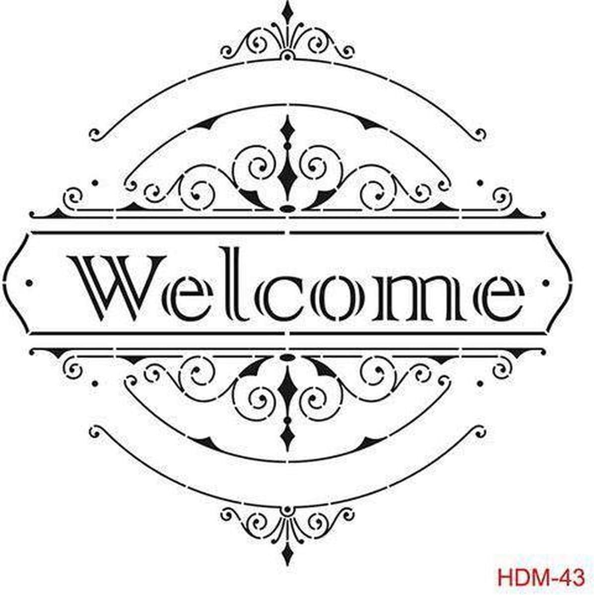 Cadence Mask Stencil HDM - ornament tekst welcome 03 023 0043 25X25cm