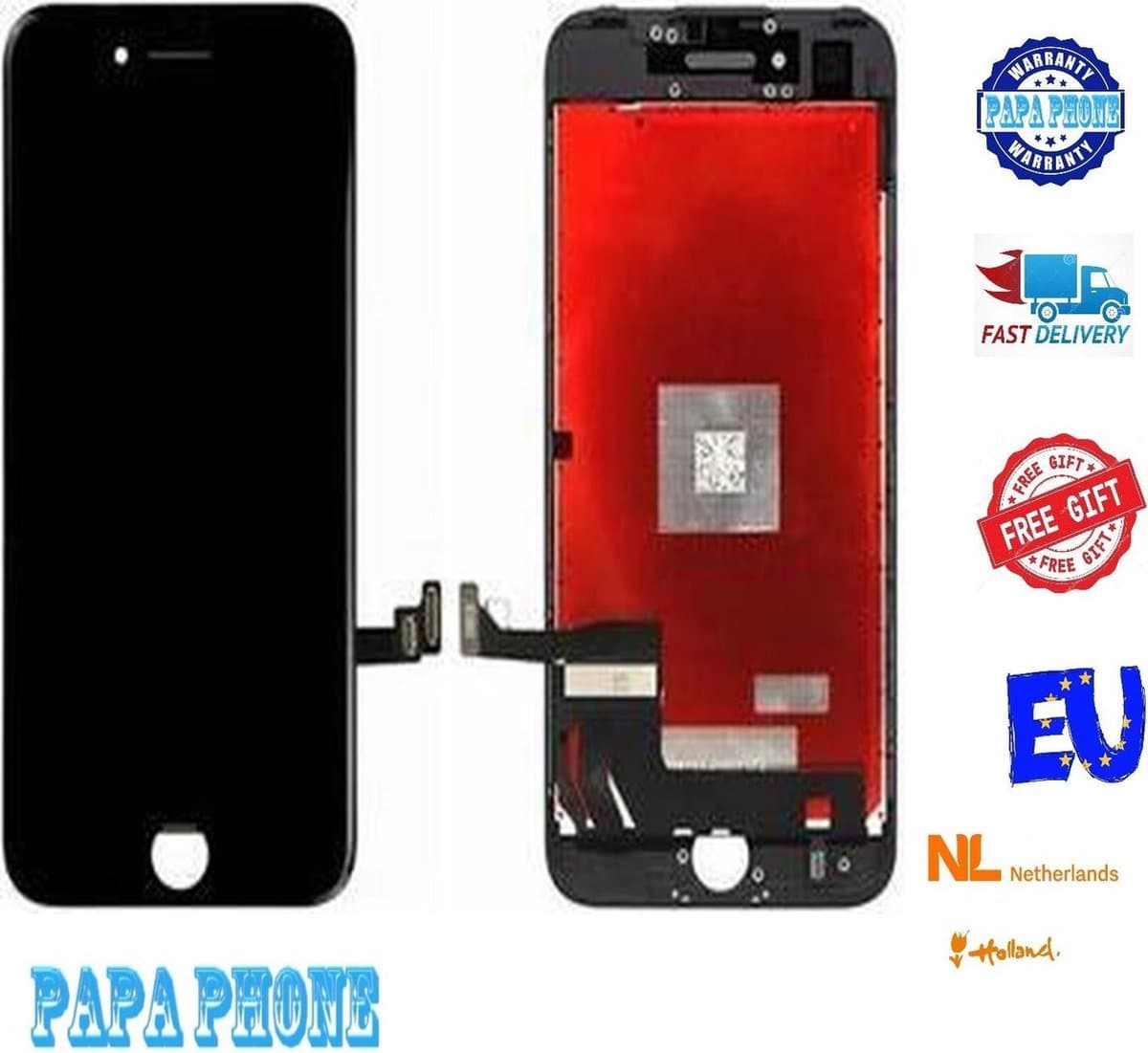 Apple iPhone 7 Beeldscherm / LCD en Touchscreen Scherm zwart (Papa Phone)