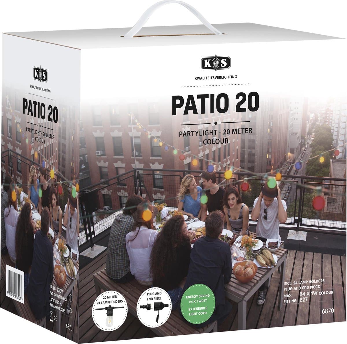 KS Verlichting - Lichtsnoer - Patio - 20 meter - LED - kleur - 2700K - glazen - lichtslinger - prikkabel