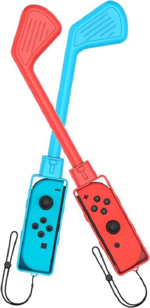 PlayCool Handgreep voor Golfspellen Geschikt voor Mario Golf: Super Rush - Nintendo Switch Joy-Con Set van 2 Rood en Blauw